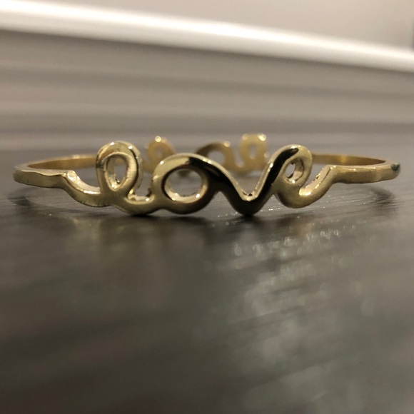 Dainty Love Script Stackable Bangle - Picture 2 of 4